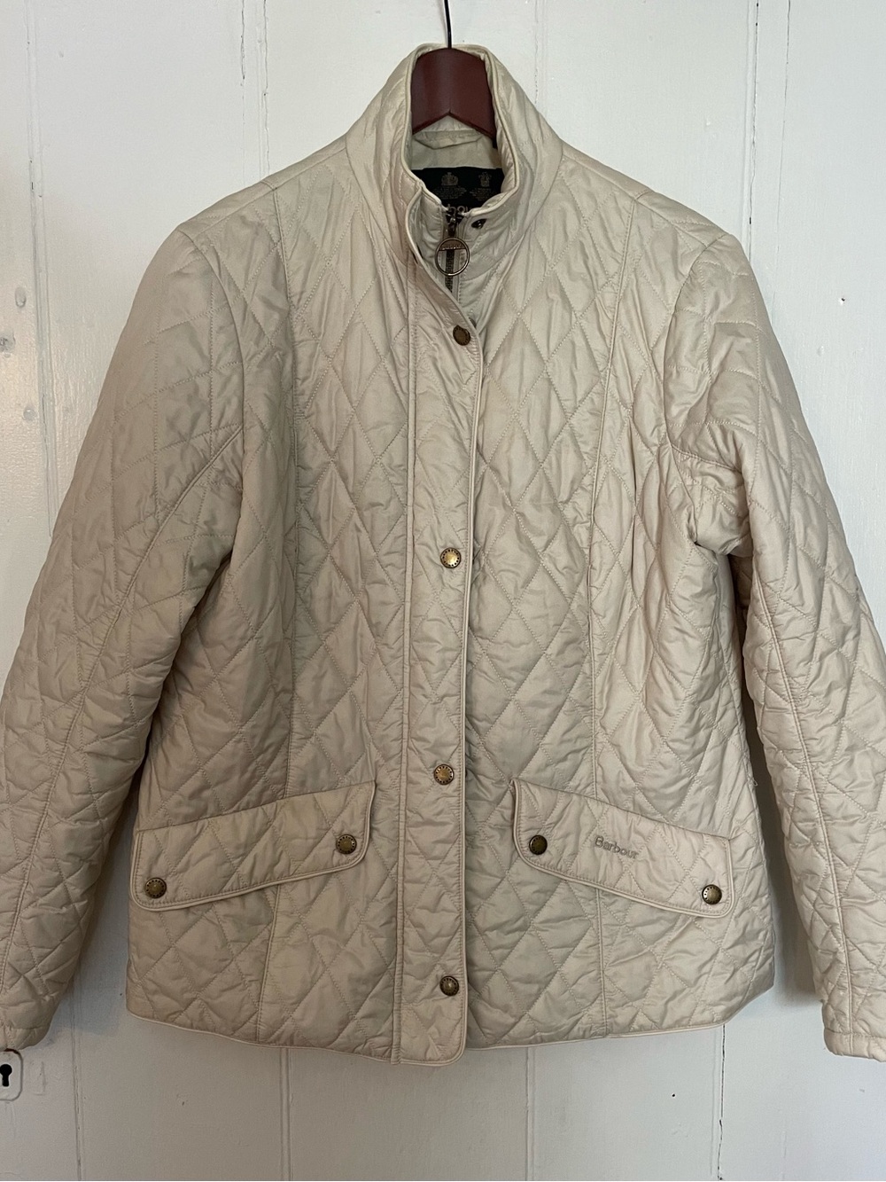Barbour Light Cream Flyweight Cavalry Quilted Utility Jacket